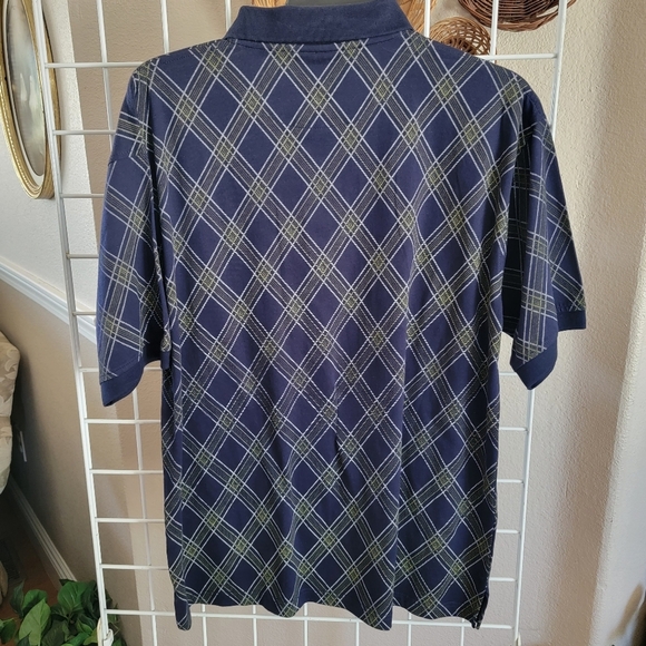 Wrangler 20X Navy Blue Plaid Polo Shirt SZ L - Picture 3 of 3